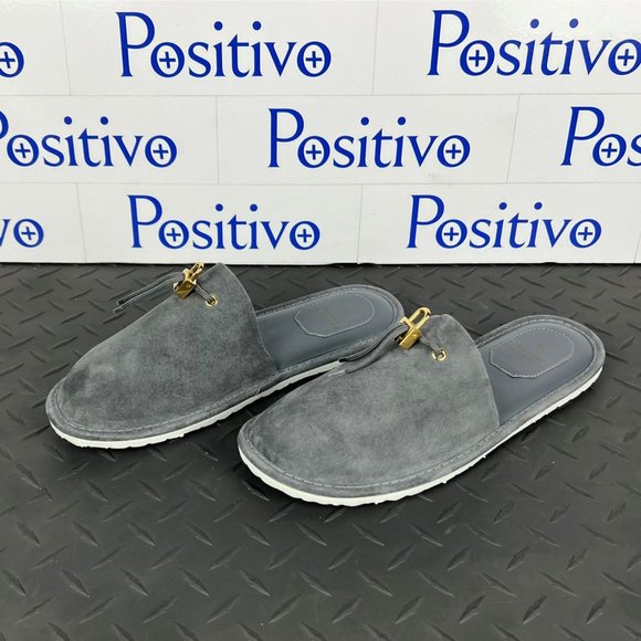 Buscemi Mens Greenwich Grey Leather Slippers US 9 - Picture 2 of 9